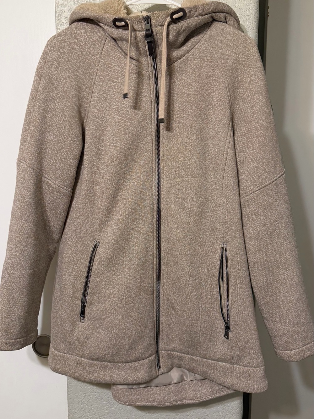 Madison Lightweight Hooded Coat in Taupe